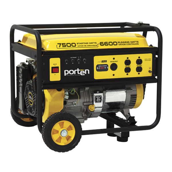 Generador eléctrico a gasolina de 6600 encendido manual watts Porten